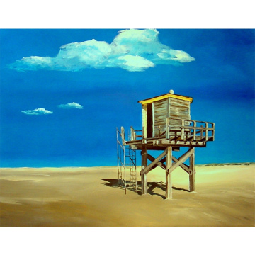 Het oude drenkelingenhuisje op de Vliehorst, acryl op doek, 70x90