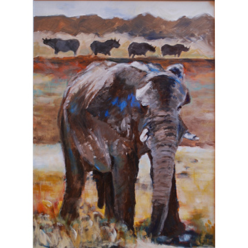 Olifant Ethosia, acryl op doek, 80x60